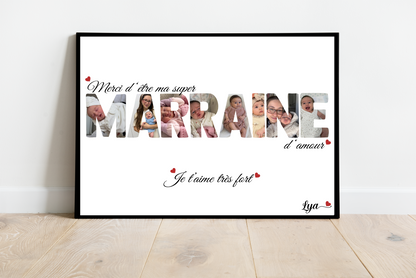 Affiche personnalisée - MARRAINE • Cadre personnalisé
