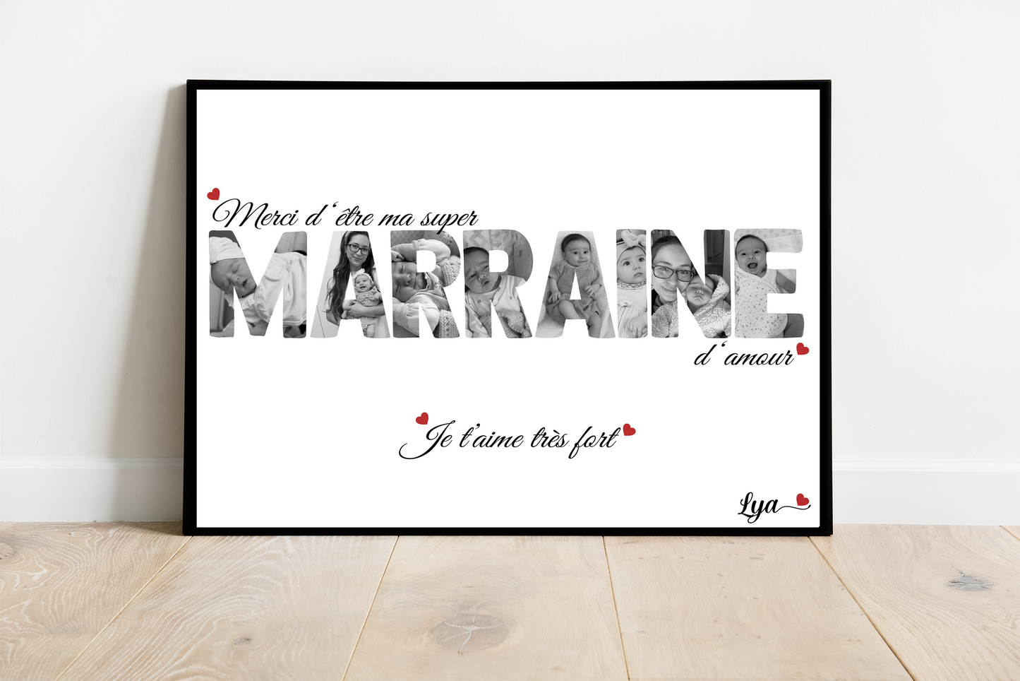 Affiche personnalisée - MARRAINE • Cadre personnalisé