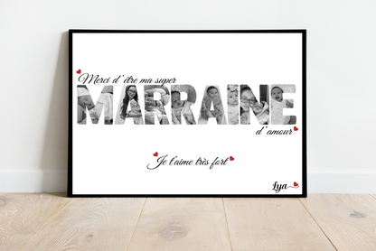 Affiche personnalisée - MARRAINE • Cadre personnalisé
