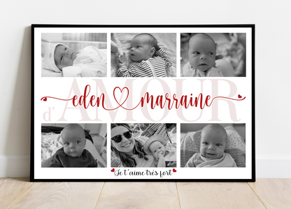 MARRAINE d’amour - Affiche personnalisée