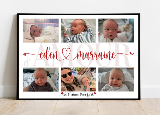 MARRAINE d’amour - Affiche personnalisée