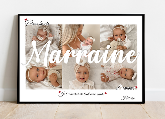 Affiche personnalisée -  MARRAINE • Cadre personnalisé