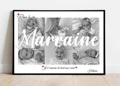 Affiche personnalisée -  MARRAINE • Cadre personnalisé