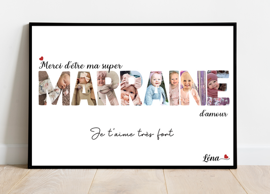 Affiche / Cadre personnalisé(e) •  MARRAINE •