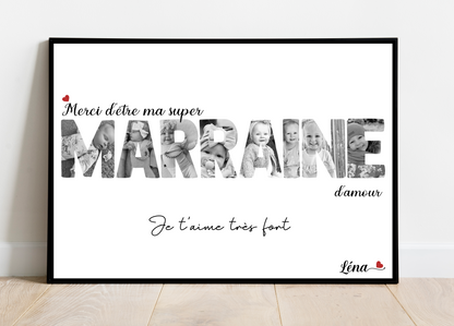 Affiche / Cadre personnalisé(e) •  MARRAINE •
