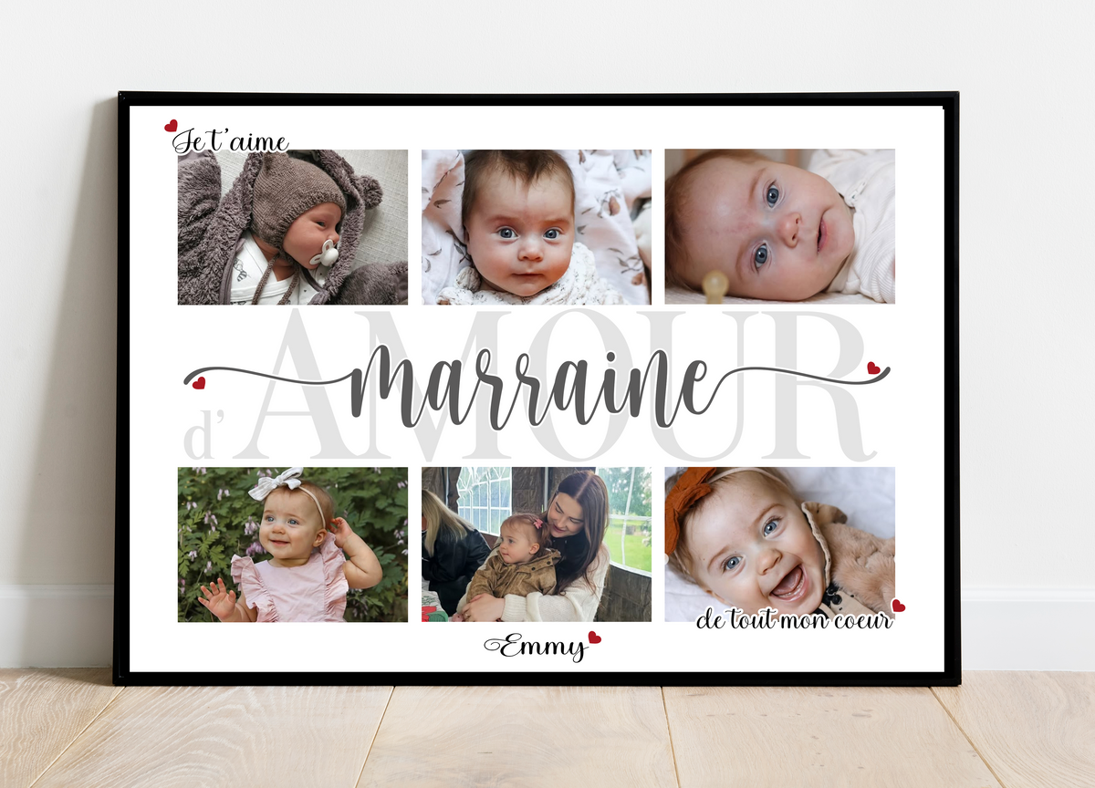 Affiche / Cadre personnalisé(e) •  MARRAINE •