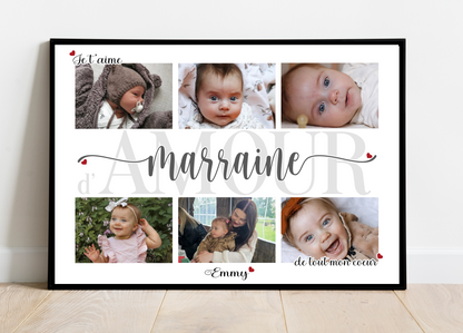 Affiche / Cadre personnalisé(e) •  MARRAINE •