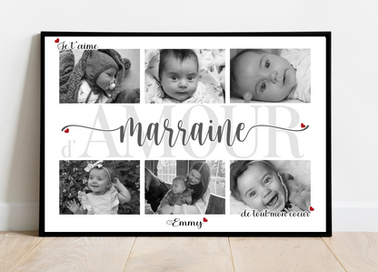 Affiche / Cadre personnalisé(e) •  MARRAINE •