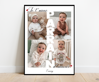 Affiche personnalisée -  PARRAIN • Cadre personnalisé