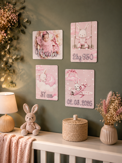 Plaques de naissance personnalisés ( Lot de 4 )
