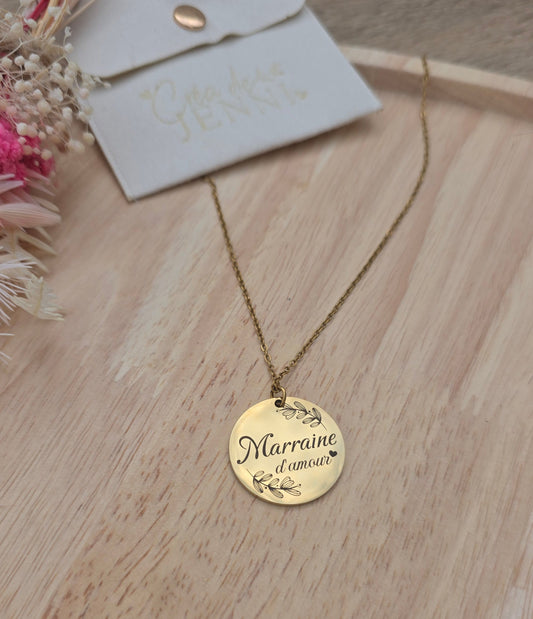 Collier médaillon personnalisé •  Souvenir d’amour  • Acier Inoxydable