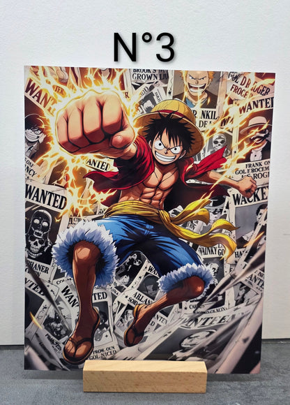 Plaque Métal Manga - Stitch - Pokémon... avec support en bois