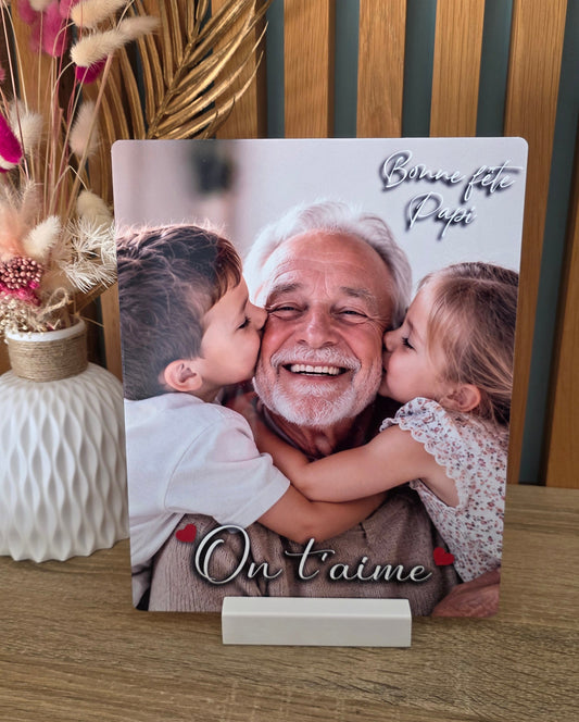 Plaque en métal avec support bois - PAPI / PAPY