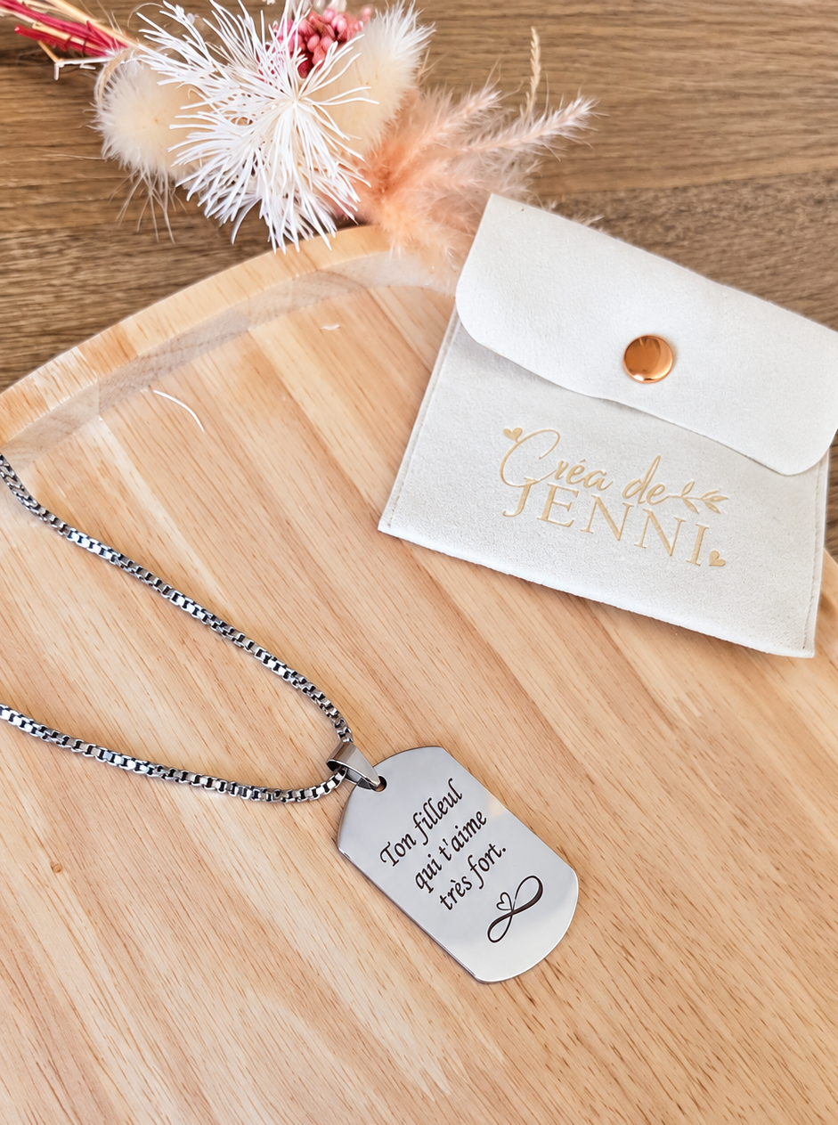 Collier Plaque personnalisé  • Acier TITANE