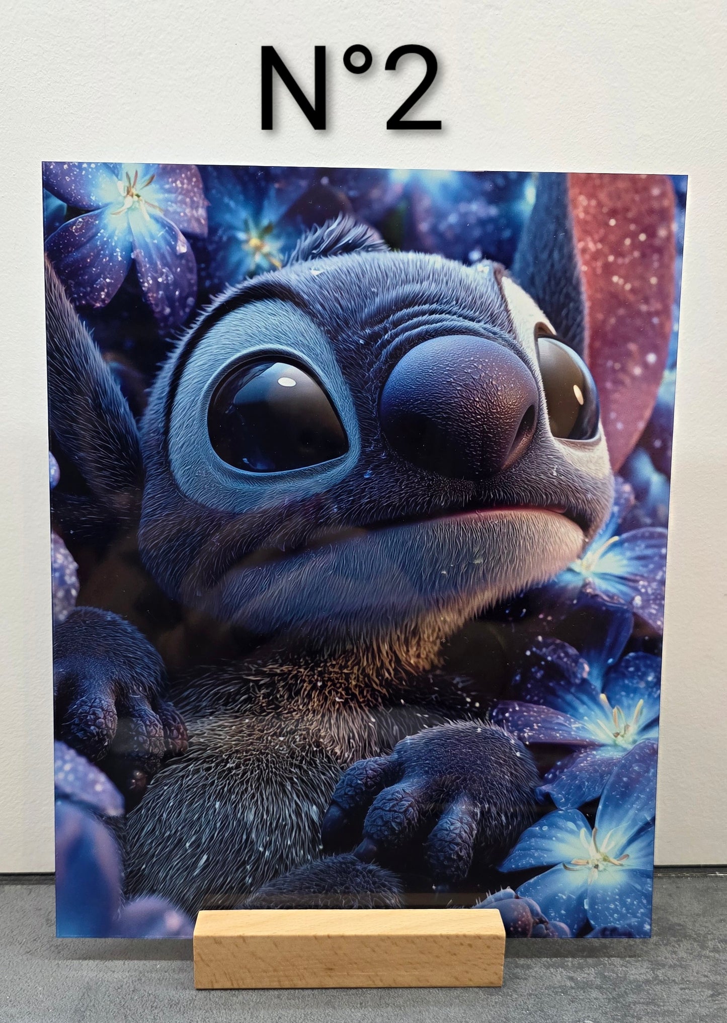 Plaque Métal Manga - Stitch - Pokémon... avec support en bois