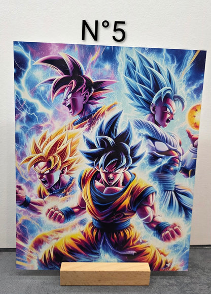 Plaque Métal Manga - Stitch - Pokémon... avec support en bois