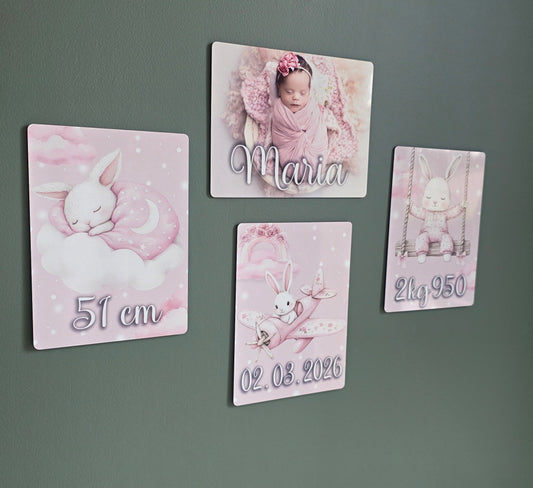 Plaques de naissance personnalisés ( Lot de 4 )