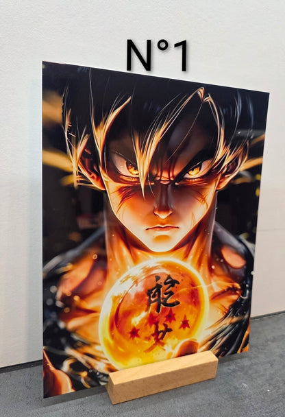 Plaque Métal Manga - Stitch - Pokémon... avec support en bois