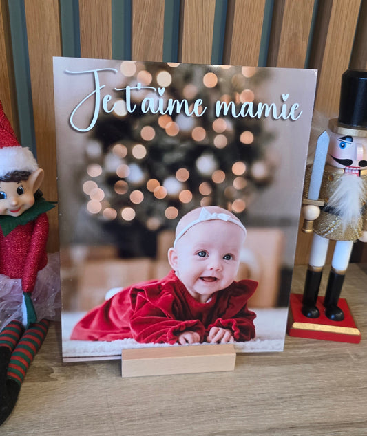 Plaque Métal Personnalisée avec support en bois