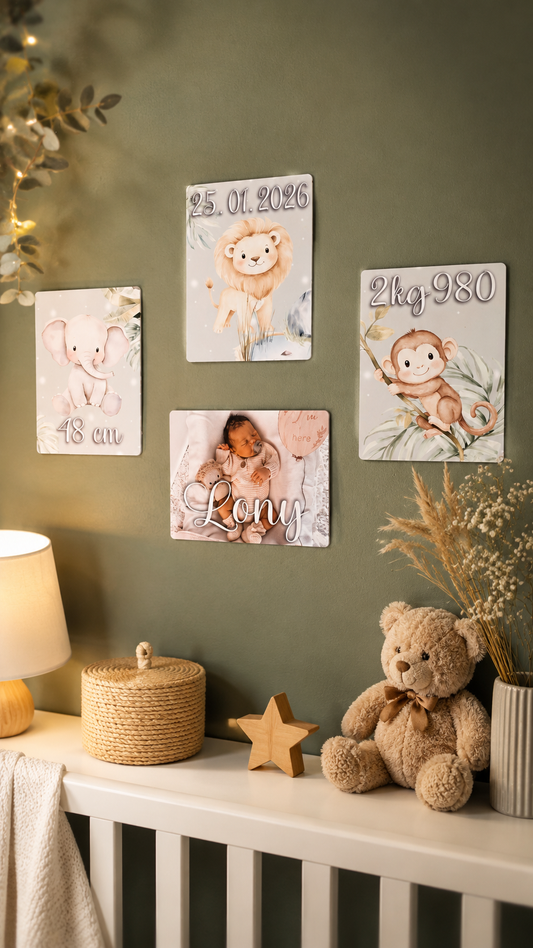 Plaques de naissance personnalisés ( Lot de 4 )