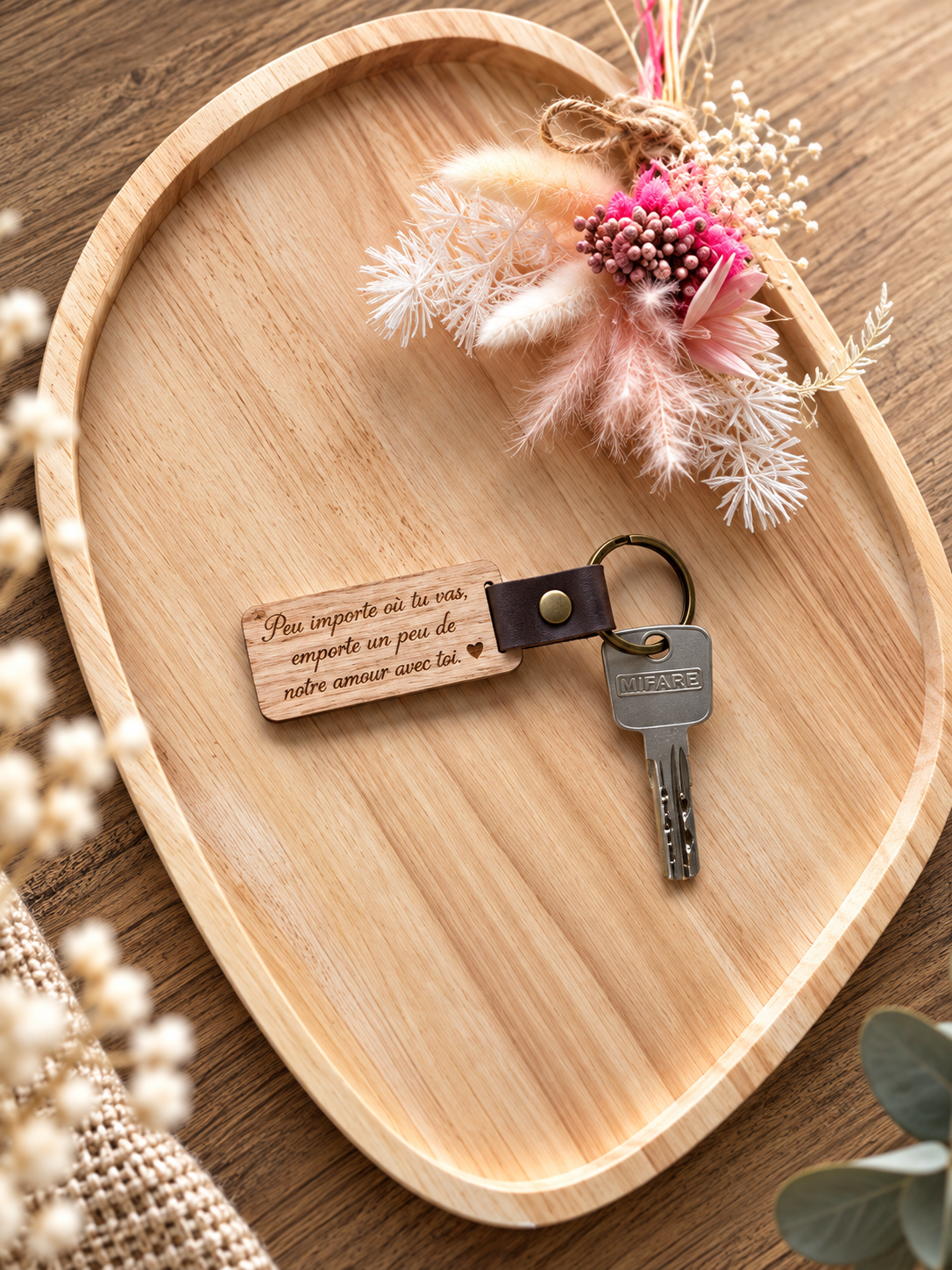 Porte-clef en Bois •  personnalisé