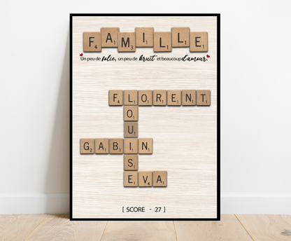 Affiche personnalisée - SCRABBLE FAMILLE • Cadre personnalisé